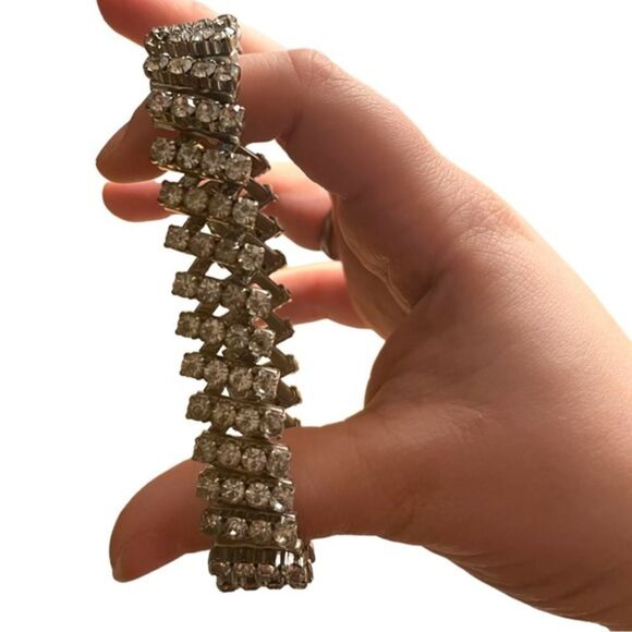 Vintage 1950s Rhinestone Expanding Bracelet - Picture 9 of 10